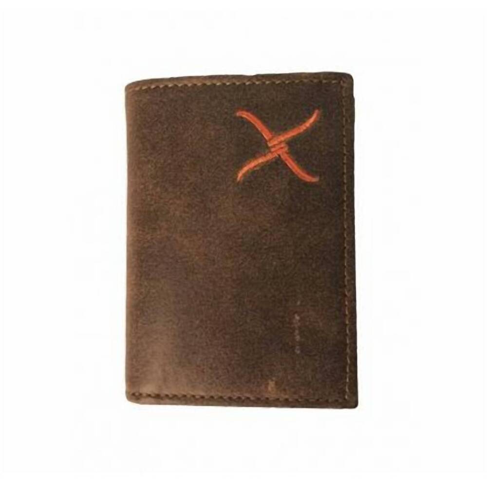 NEW TWISTED X leather tri fold x wallet in brown/orange